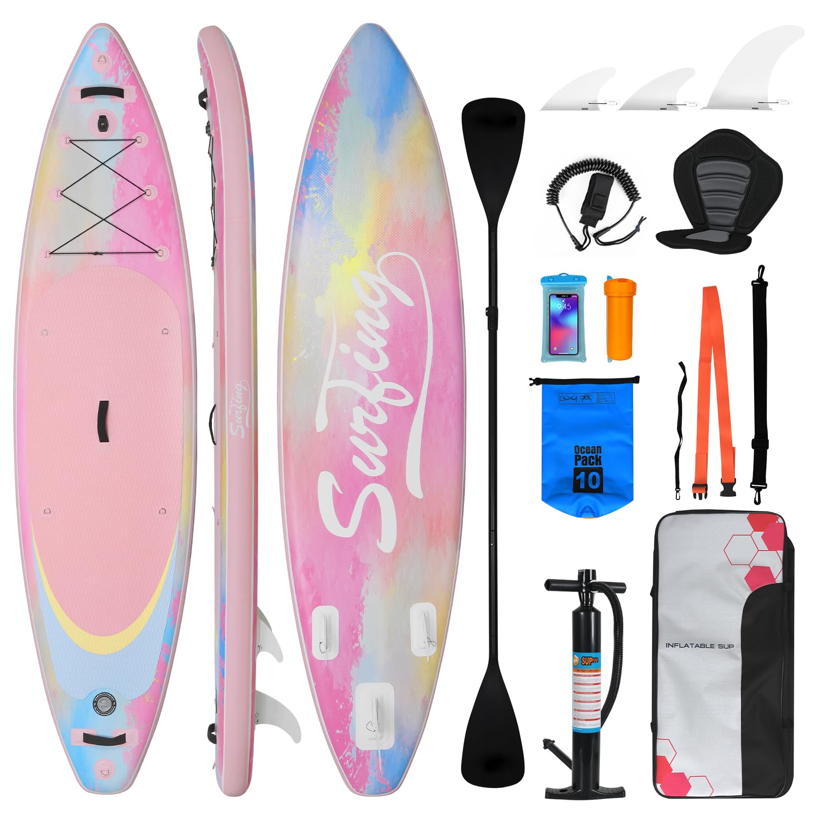 ZealWe Stand Up Paddling Board, 335cm SUP Board Aufblasbar für 2 Personen/Familien, Mit Sitz & Allem Zubehör, Doppelpaddel, für Wassersport und Paddling, Standup Paddle Board for Adults & Einsteiger