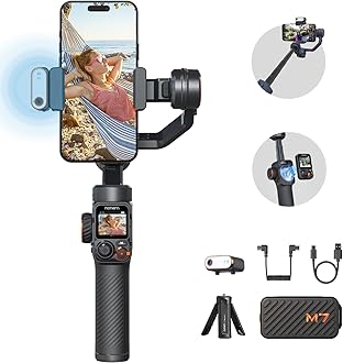 Hohem iSteady M7 Gimbal Stabilizer for Smartphone, Magnetic AI Tracker Fill Light, Detachable Touchscreen Remote Controller, Built-in Extension Rod, 500g Payload Gimbal Stabilizer for iPhone Android