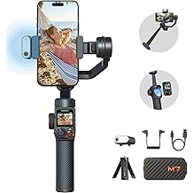 Hohem iSteady M7 Gimbal Stabilizer for Smartphone, Magnetic AI Tracker Fill Light, Detachable Touchscreen Remote Controller, Built-in Extension Rod, 500g Payload Gimbal Stabilizer for iPhone Android