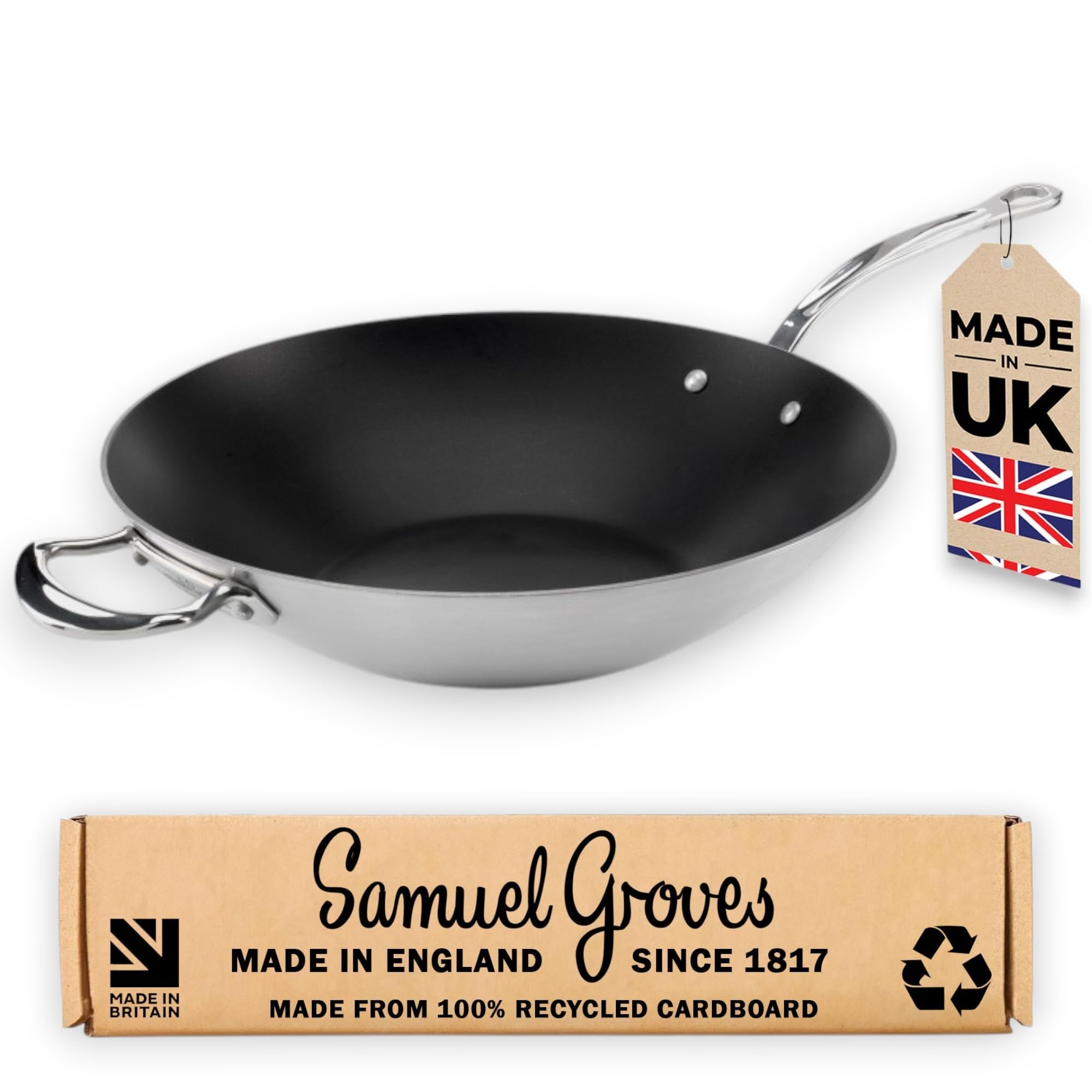 Samuel Groves STP7173RH/NS Classic 32cm Non-Stick Stainless Steel Triply Wok