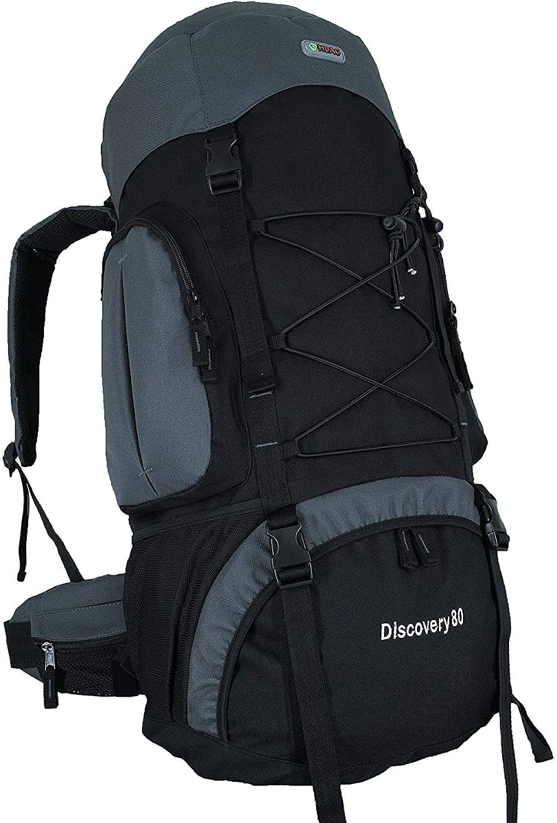 Mochila de senderismo para acampar con marco interno Discovery 80 (gris)