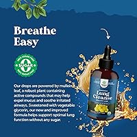 Vista 4 de USDA - Gotas orgánicas de gordolobo para pulmones – Desintoxicación y limpieza de pulmón a base de hierbas con extracto de raíz de malvavisco y hoja