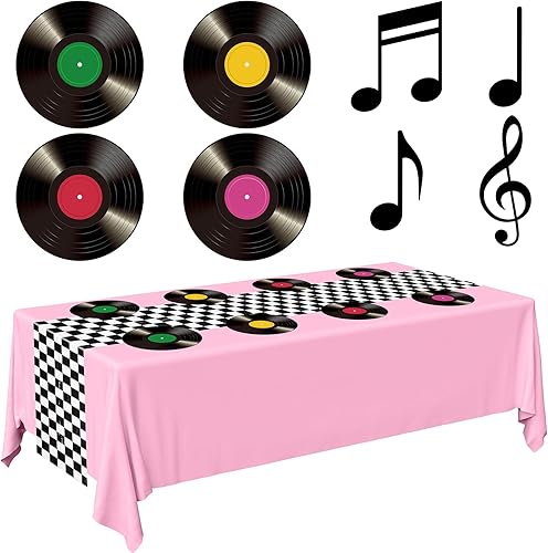 Oudain Decoraciones y suministros para fiestas temáticas de los años 50, suministros de fiesta de cumpleaños de automóvil, manteles individuales de