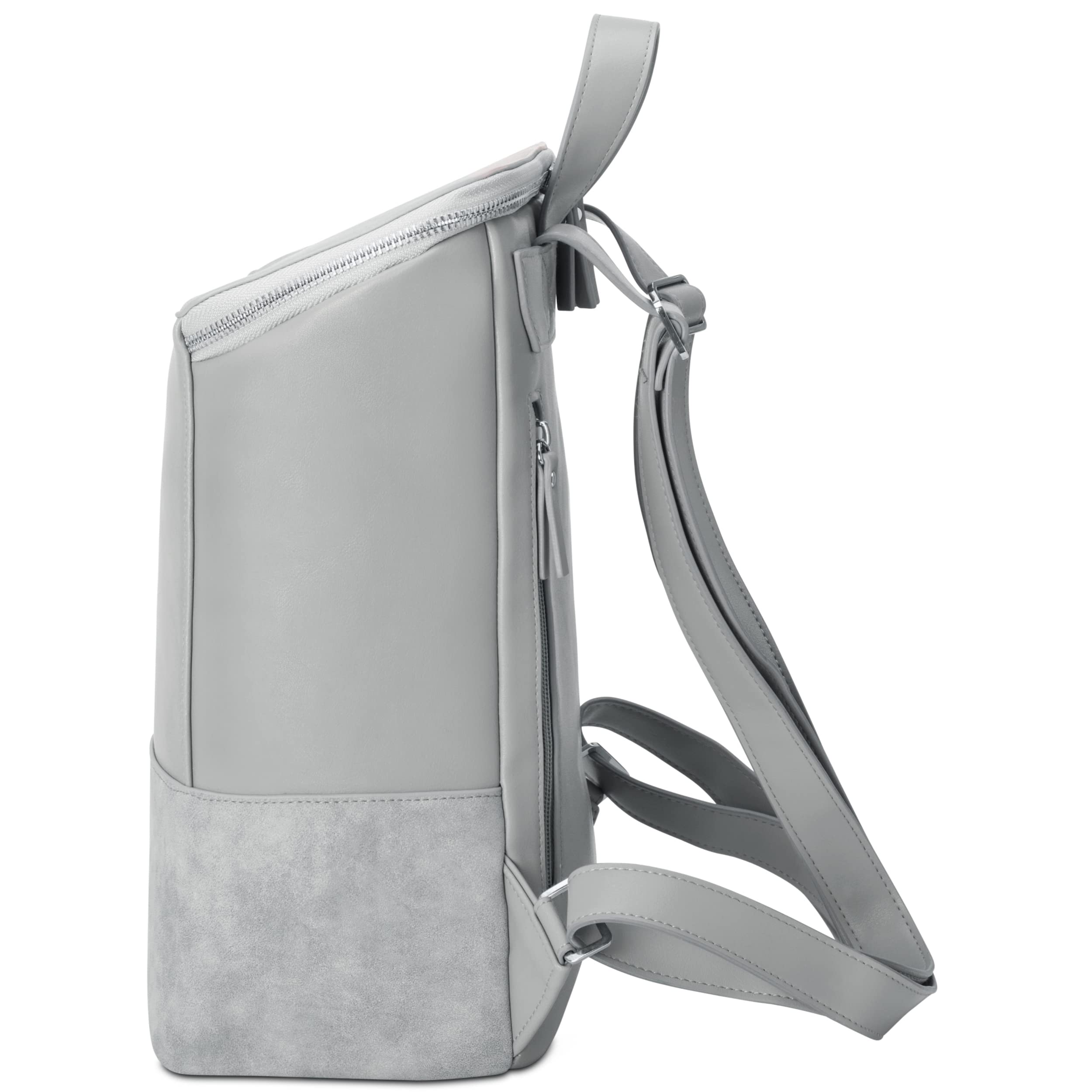 Expatrié Mochila Mujer Gris - MALOU - Bolso Mochila de Cuero Vegano para Universidad, Trabajo, Viajes - Con Compartimento para Portátil - Repele el agua