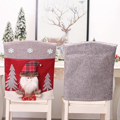 Miniatura 9 de Protector de cubierta trasera para silla de comedor de Papá Noel y renos navideños, adornos para decoración de interiores de Navidad, fiestas,