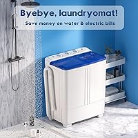 Vista 6 de Auertech - Lavadora portátil de 20 libras, lavadora compacta de doble tina mini con bomba de drenaje, semiautomática, lavadora de 12 libras