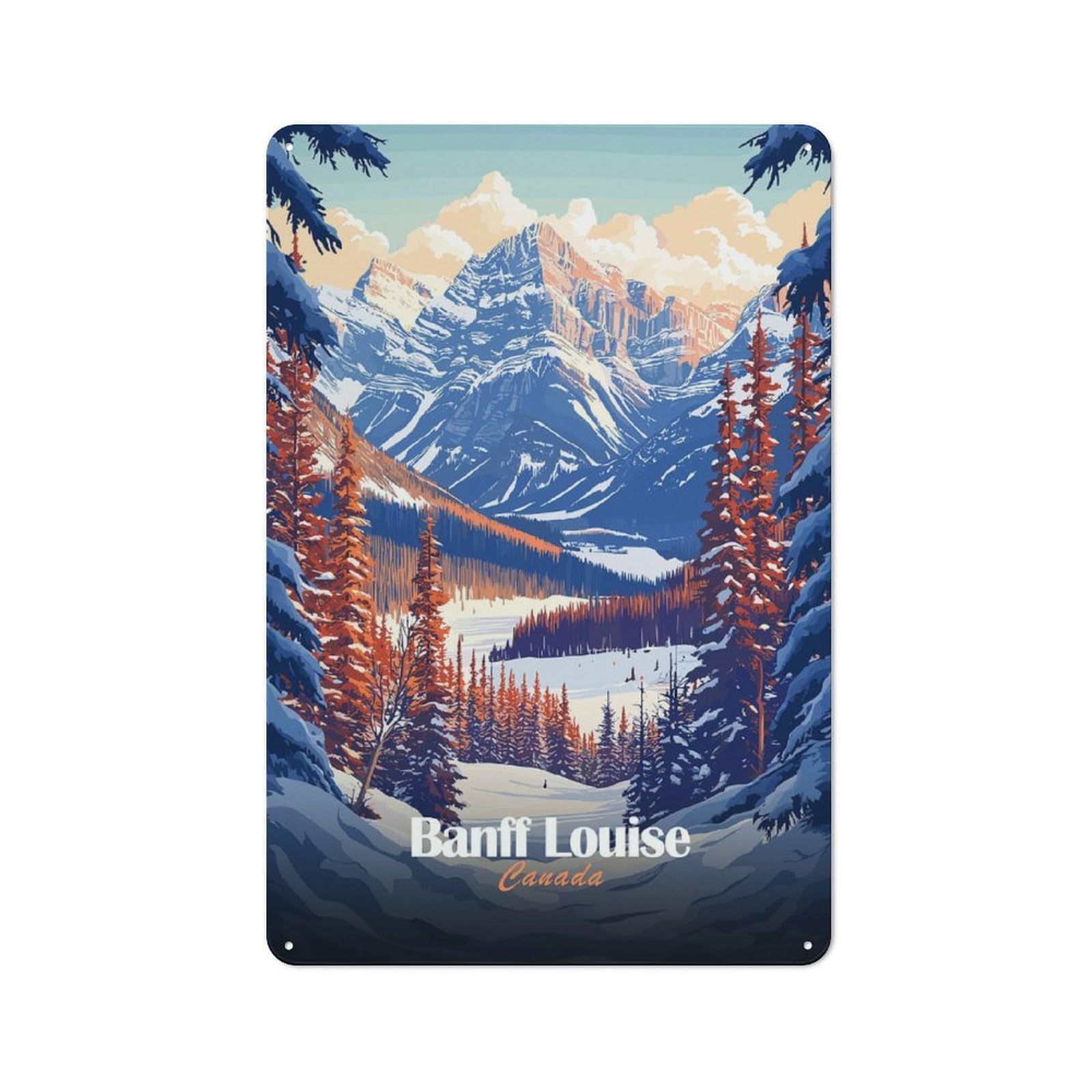 Junmoney Style-7 Banff Louise, Canada Retro Metal Wall Decor 30X20cm, Vintage Metal Sign For Cafe, Pub, Workshop Or Home Bar
