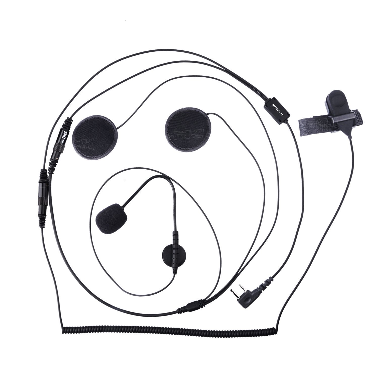 NK-H3 - Auricolare con microfono per casco da moto e bici, con microfono per Kenwood Walkie Talkie TK-208 TK-220 TK-240 TK-240D TK-248 TK-250 TK-260 TK-260G TK-270 BaoFeng UV-5R Wouxun PUXING