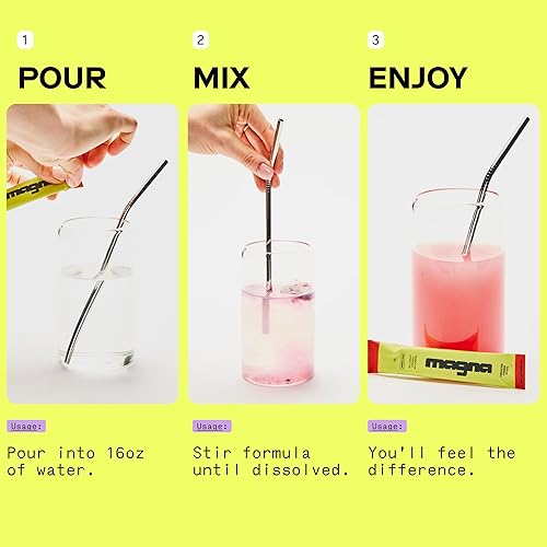 Vista 19 de Magna Mezcla de bebida en polvo de electrolitos para hidratación, energía y apoyo de concentración con treonato L de magnesio, malato y glicinato