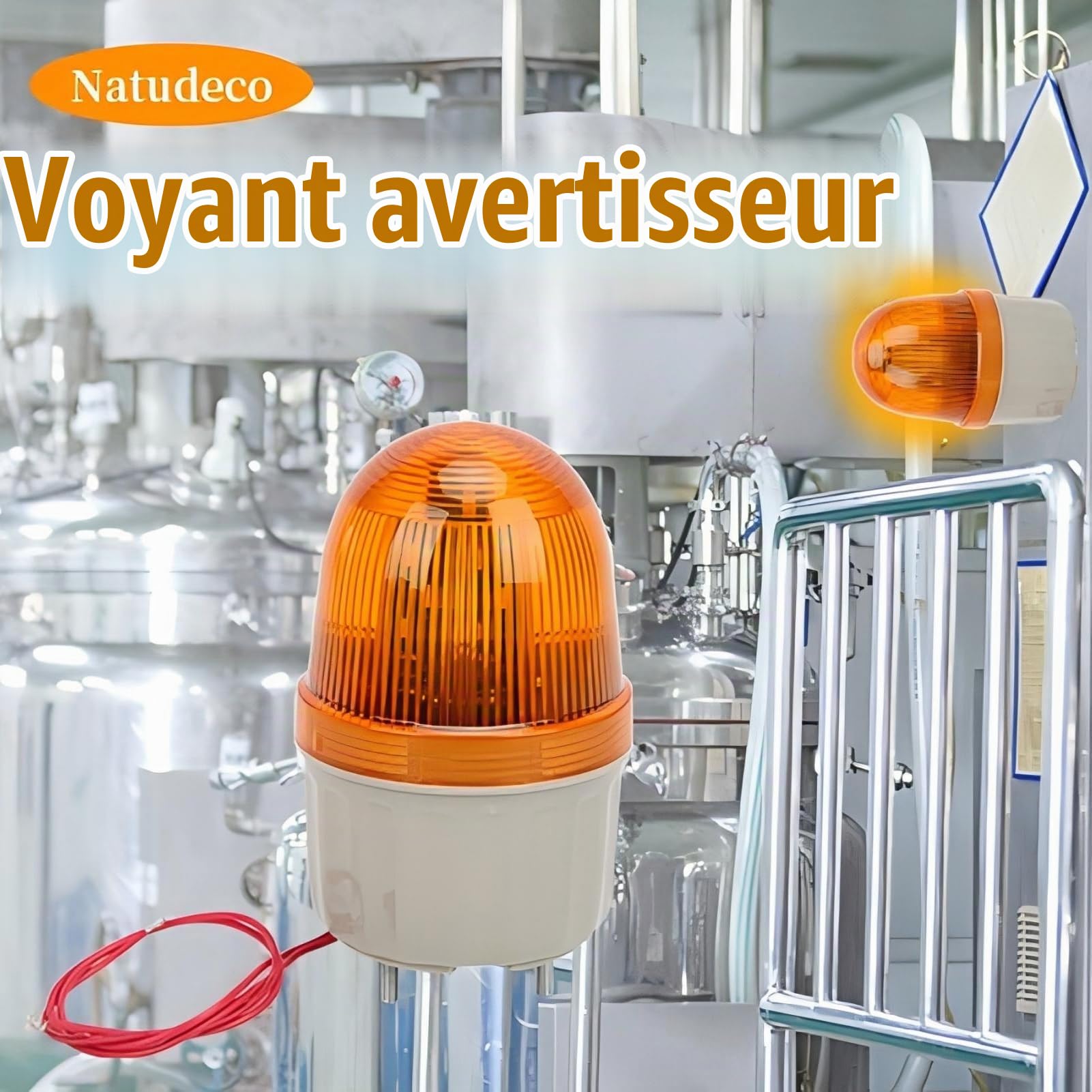 Voyant D'avertissement BEM-2071 LED Indicateur Clignotant Rotatif Voyant D'avertissement Rotatif Portable Pour la Surveillance 220V AC(Orange)