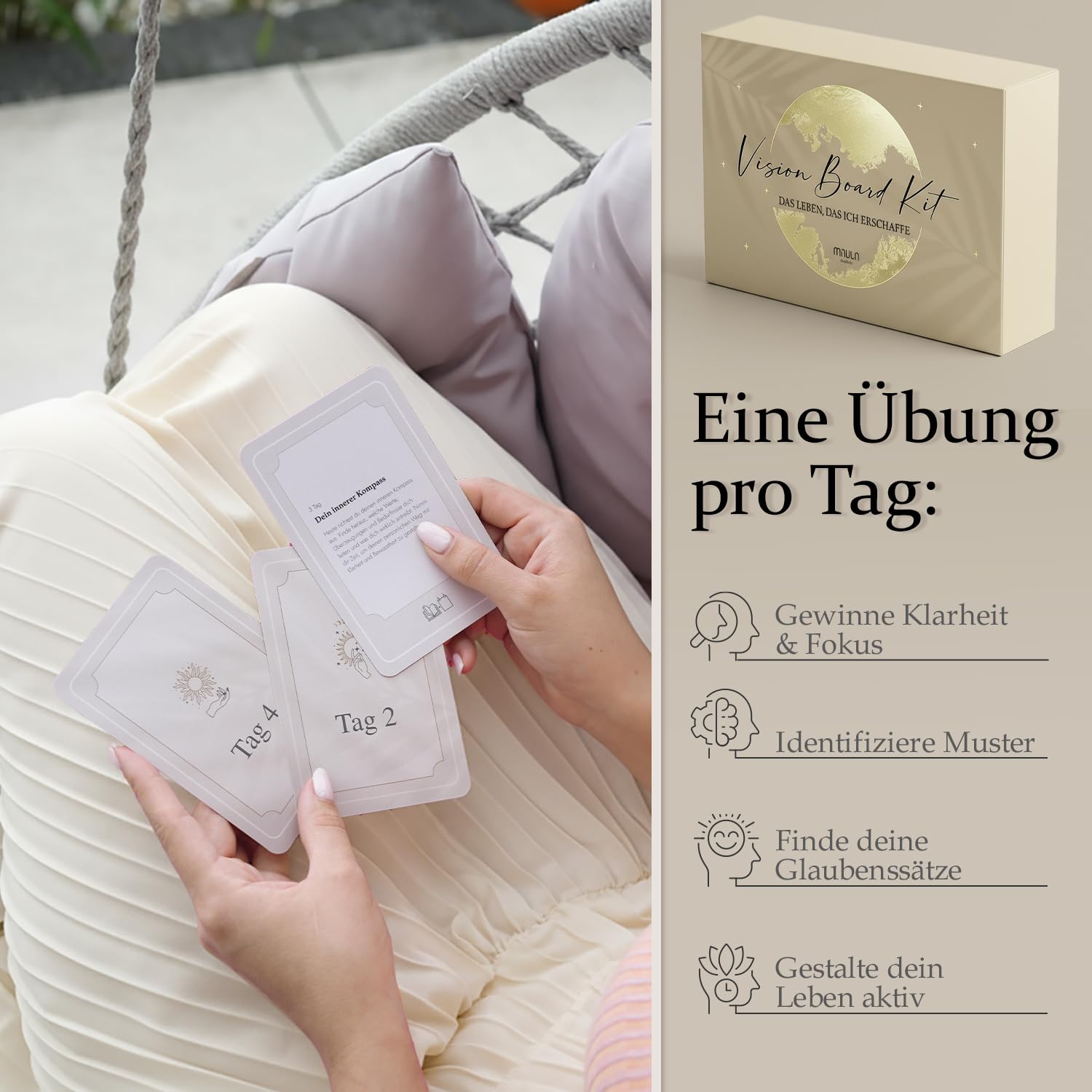 Vision Board Set 2026 – Mit 24 Aufgabenkarten, Poster & Inspirationskarten – Auch als Adventskalender Achtsamkeit 2025 nutzbar – Für Klarheit, Fokus, Motivation & persönliche Weiterentwicklung