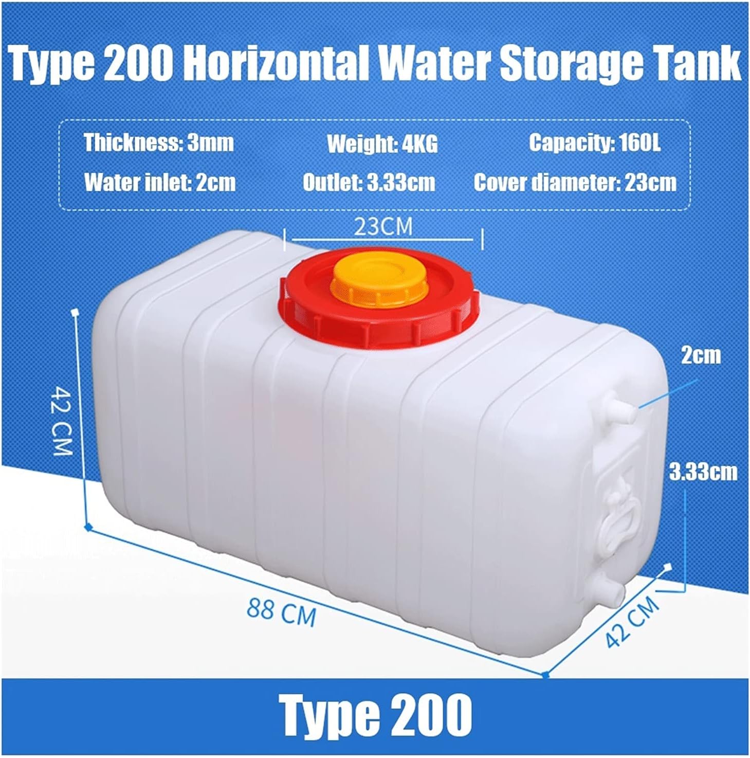 Water Tank 160L Square Bucket Water Carrier With Faucet Water Container Camping Car Water Tank Water Bucket For Household Water Hiking Hunting Outdoor Self-driving Tour Plastic Water Contai(Size:160L)