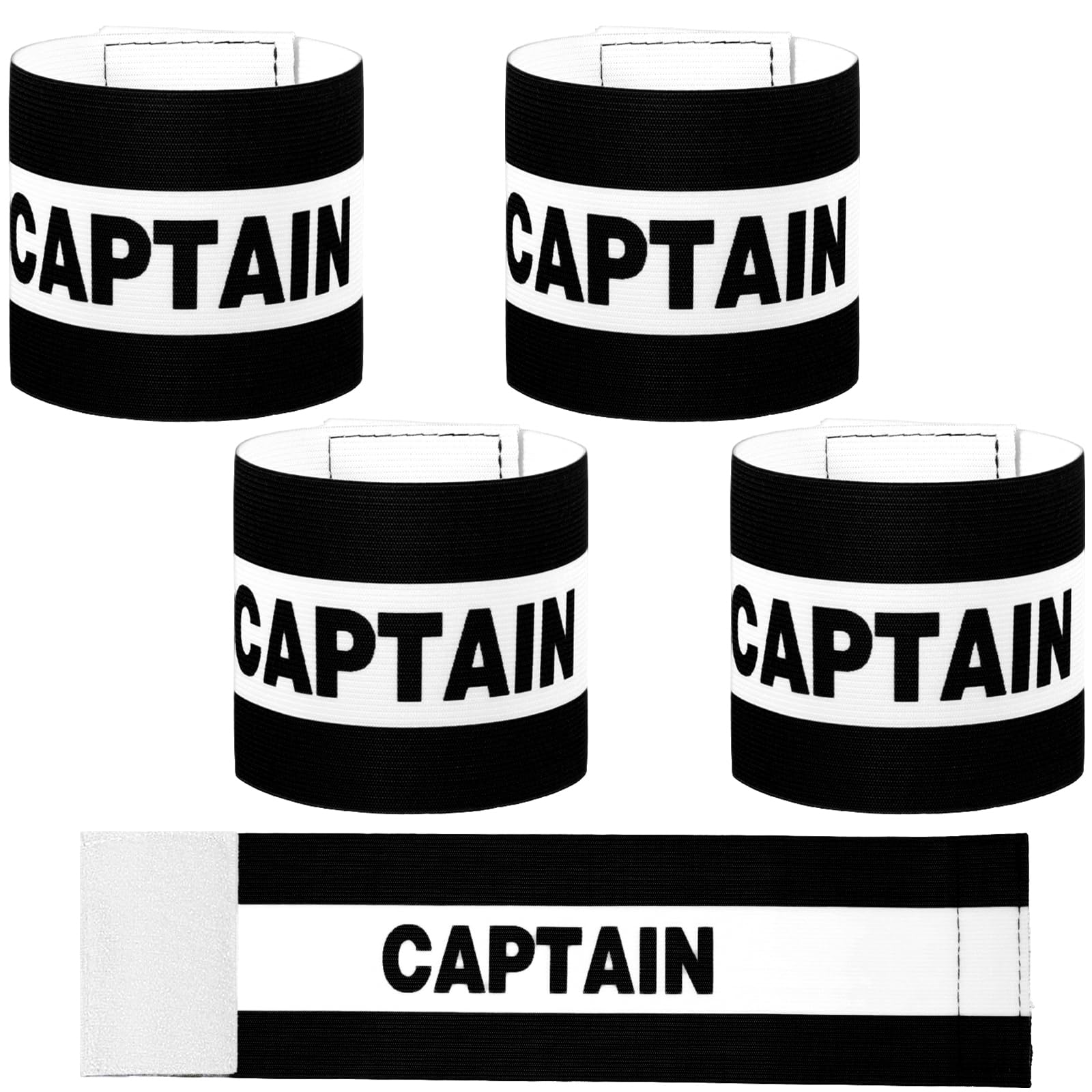 Axafazup 4Pcs Captain Armband, Elastic Nylon Armbands, Breathable Football Captain Bands, Suitable for Youth and Adults, Sport Armband for Football, Rugby, Basketball and Volleyball (12.2x3.15In)