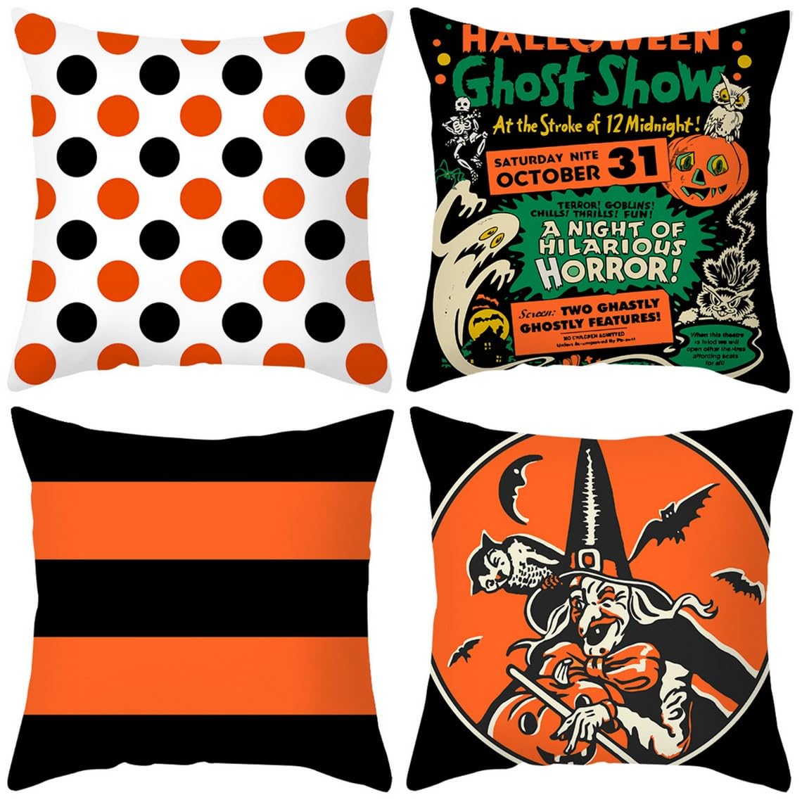Chenlane Silk Pillow Cover Zip King Cushion Indian Halloween, Covers x Deep Sofa Decorative 50x50 cm, 4Pcs