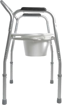 PCP Lightweight Bedside Commode with Pail and Removable Backrest, Silver Frost