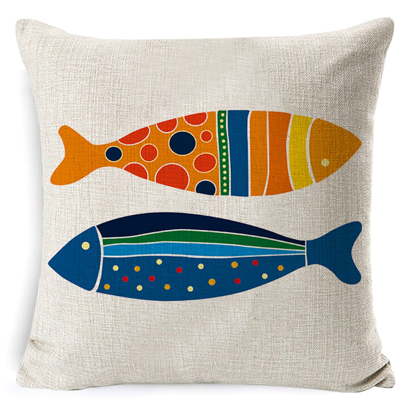 4 sztuki dekoracyjnych poszewek na poduszki, 55 x 55 cm, nowoczesna dwustronna poszewka na poduszkę do ogrodu na zewnątrz patio ławka salon sofa dekoracja domu poszewka kolorowa zwierzę ryba 56 x 56 cm