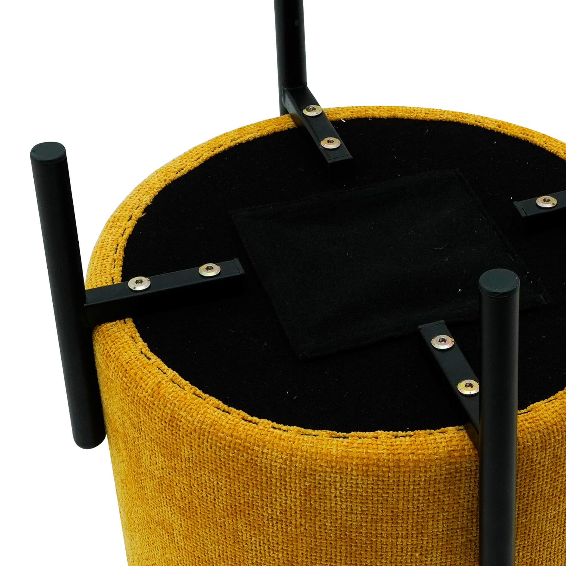 Rebecca Mobili Pouf Sgabello, Ottomano Poggiapiedi, Giallo Senape, Tessuto Poliestere Acciaio, Rotondo, per Salotto - Misure HxLxP: 43,5 x 38 x 38 cm - Art. RE7058