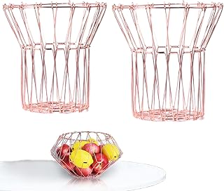 Large Fruit Bowl Foldable Wire Vegetable Holder Flexible Storage Organizer Basket Space Saving Ventilated Food Tray for Kitchens Dining Tables Countertop Pantry Home 8.27x5.51 inches