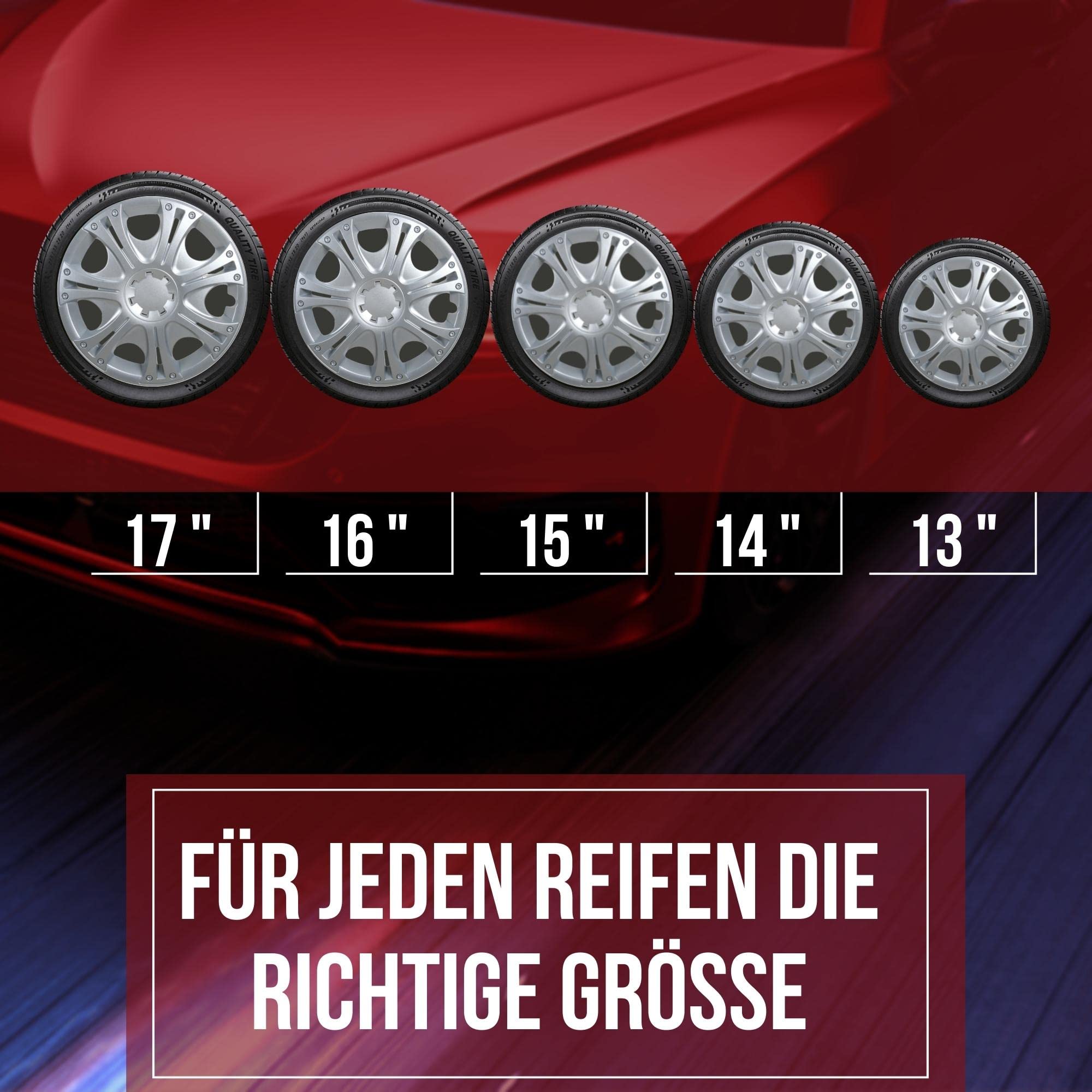 Albrecht Copricerchi 14 pollici argento neri per cerchioni in acciaio - Borchie pollici Aruba in plastica di alta qualità con rivestimento a strati - Made in EU