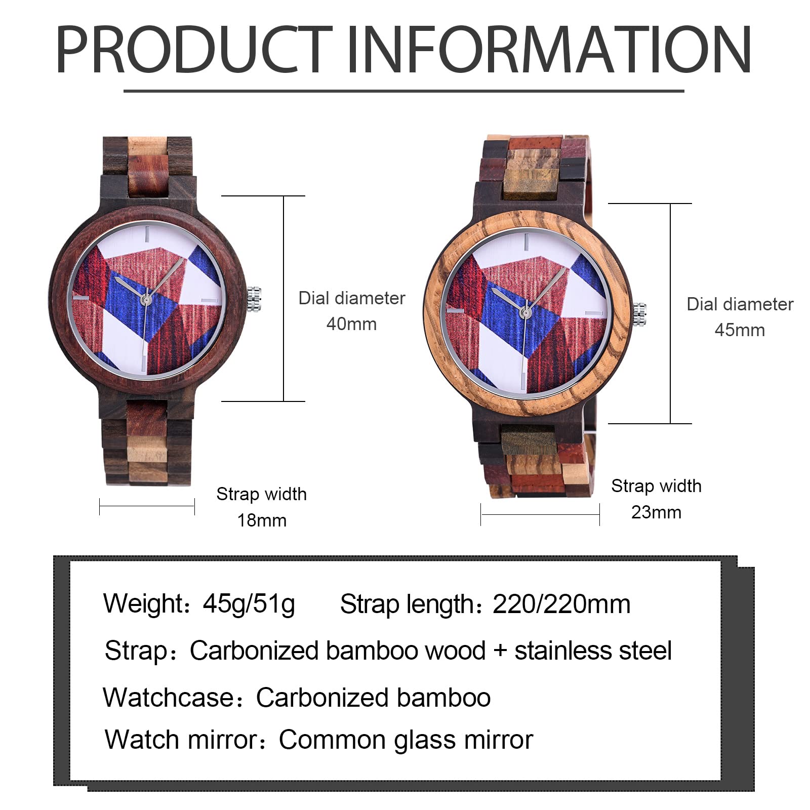 SUPBRO Reloj de Madera para Mujer Hecho a Mano Mujeres Relojes de Madera para señoras con Banda Ajustable de Minium, liviano y cómodo