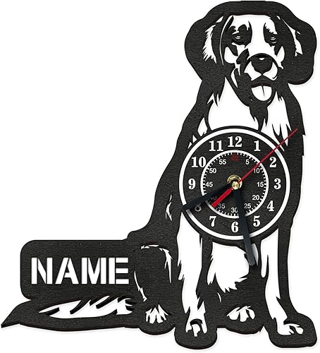 Miniatura 1 de QNTYCT Reloj de pared personalizado con forma de perro, reloj de pared con texto personalizado, regalo único para dormitorio, sala de estar, cocina,