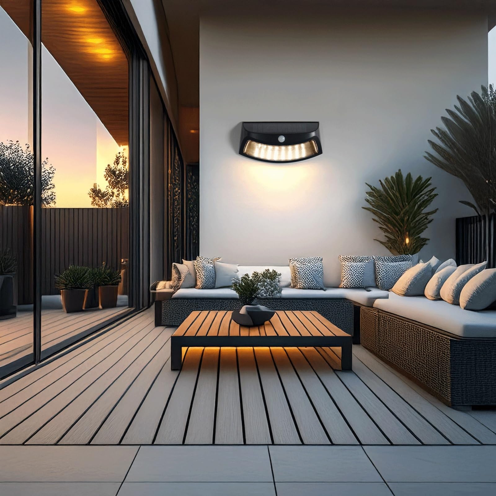 Solarna lampa ścienna zewnętrzna z czujnikiem ruchu, wodoodporna lampa LED IP65, ogrodzenie od zmierzchu do świtu, bezprzewodowe zabezpieczenie do ogrodu, na patio, podwórko, taras, ścieżkę