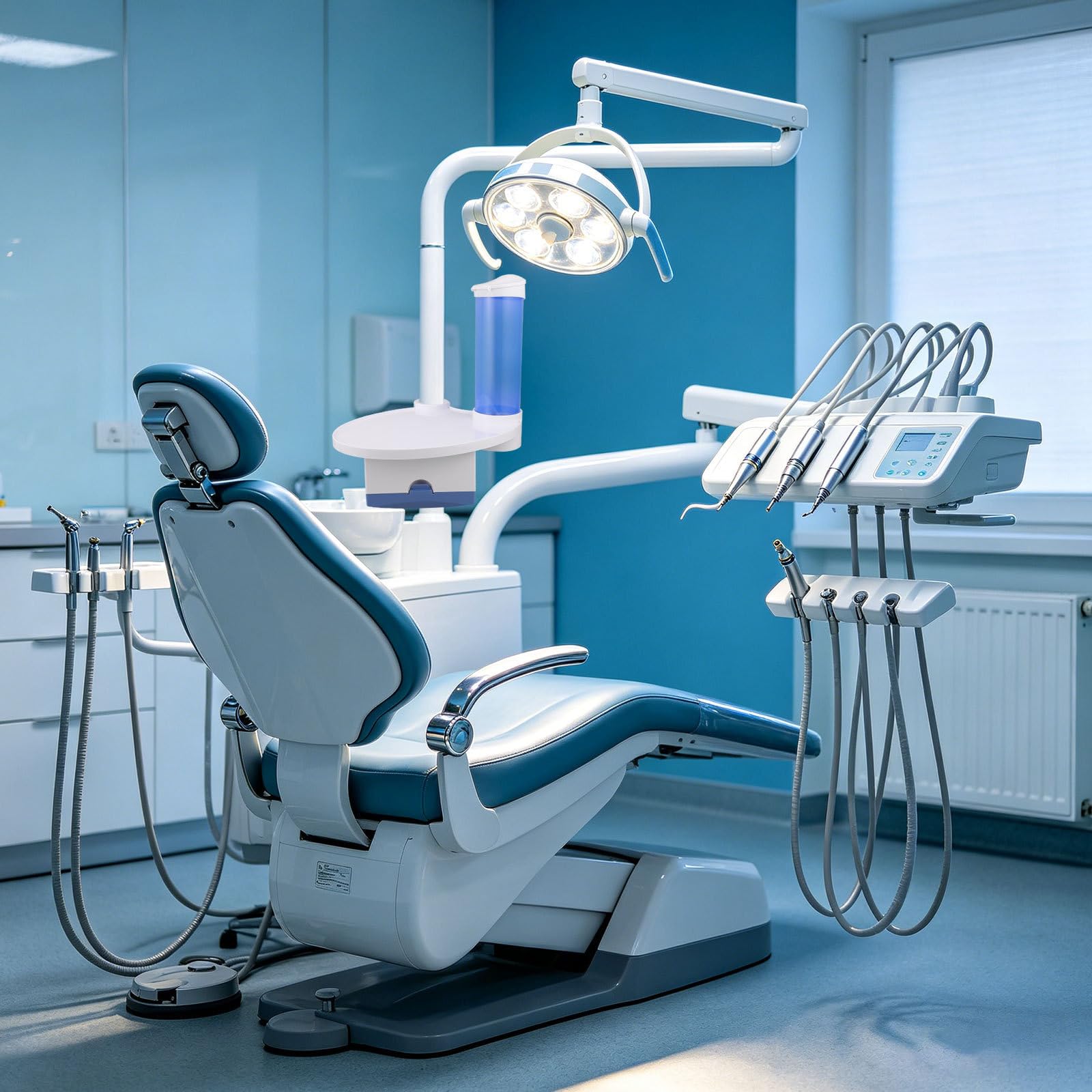 SHINEOFI Accessorio 3 in 1 per Poltrona Odontoiatrica in Plastica Bianca Portabicchiere e Portasalviette, Efficiente e Salvaspazio per Ospedali e Cliniche