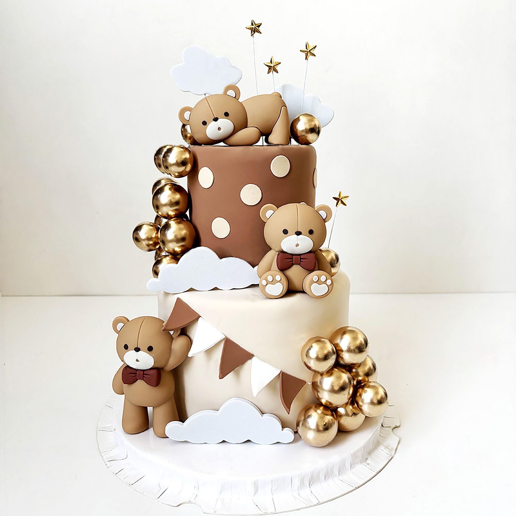 Snapklik.com : Luxury Beige Brown Bear Cake Decoration Beige Brown