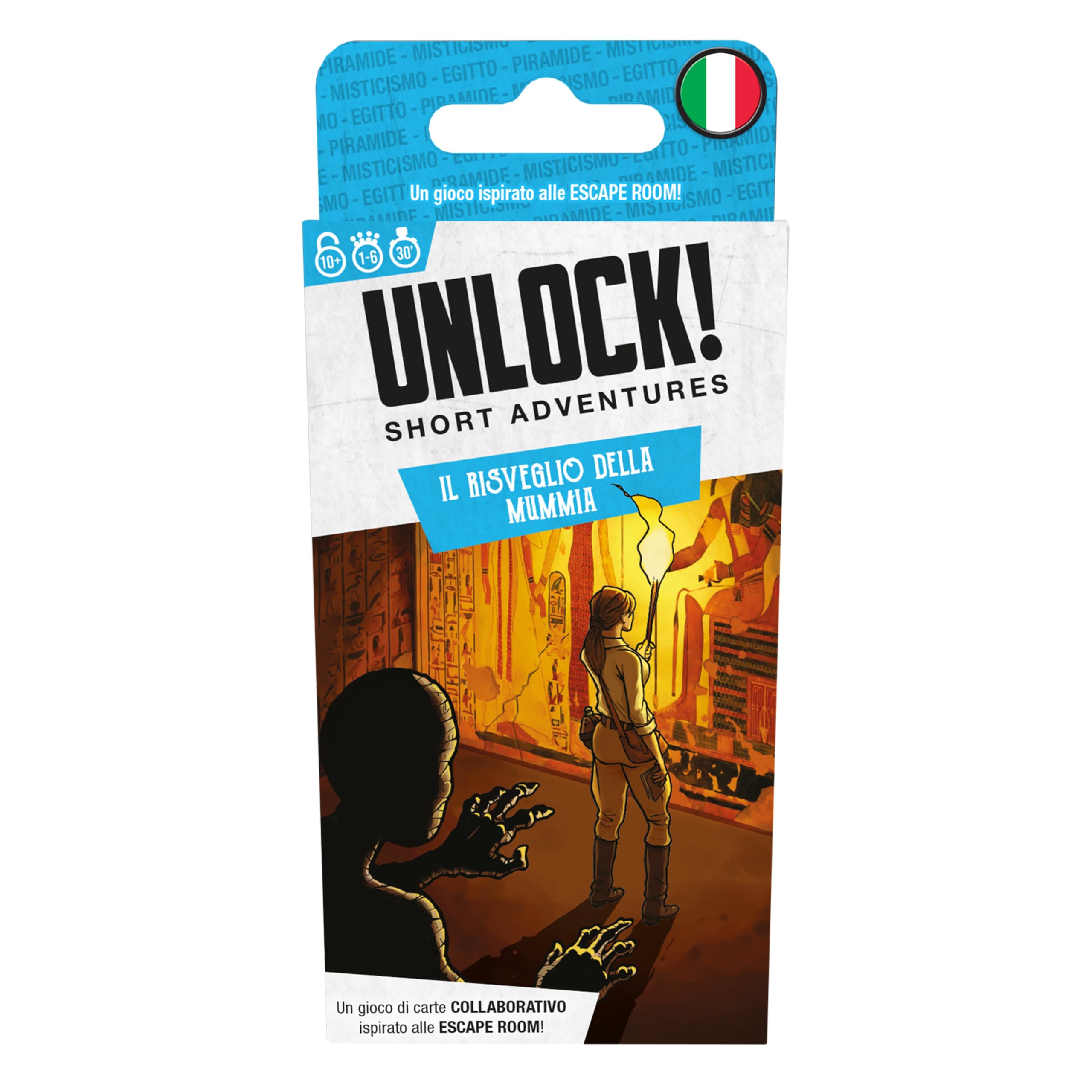 Asmodee - Odblokuj! Short Adventures, Przebudzenie mumii - gra planszowa z aplikacją, Escape Room, 1-6 graczy, 10+ lat, wydanie w języku włoskim