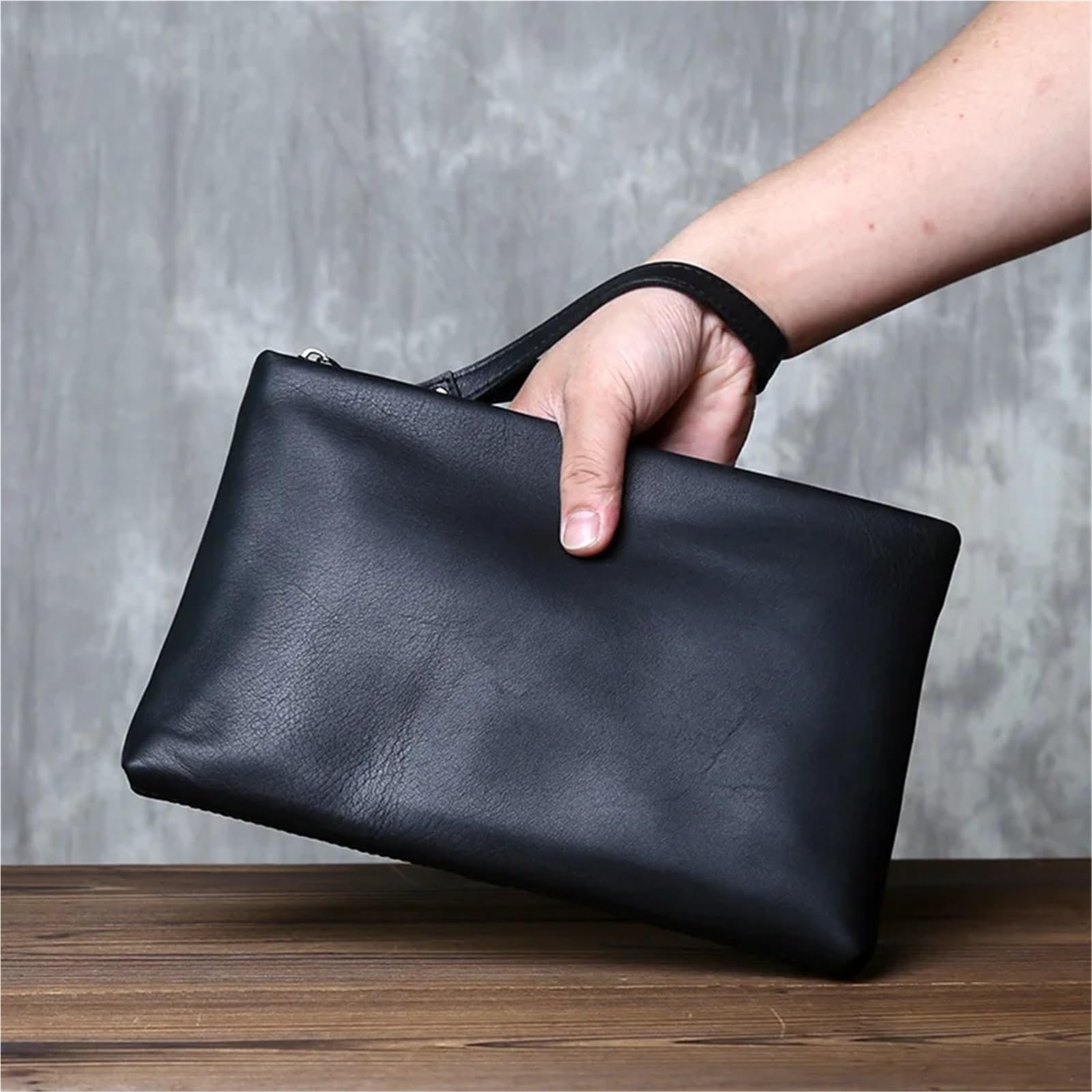 Pochette da lavoro lunga uomo Borsa for documenti in vera pelle busta semplice