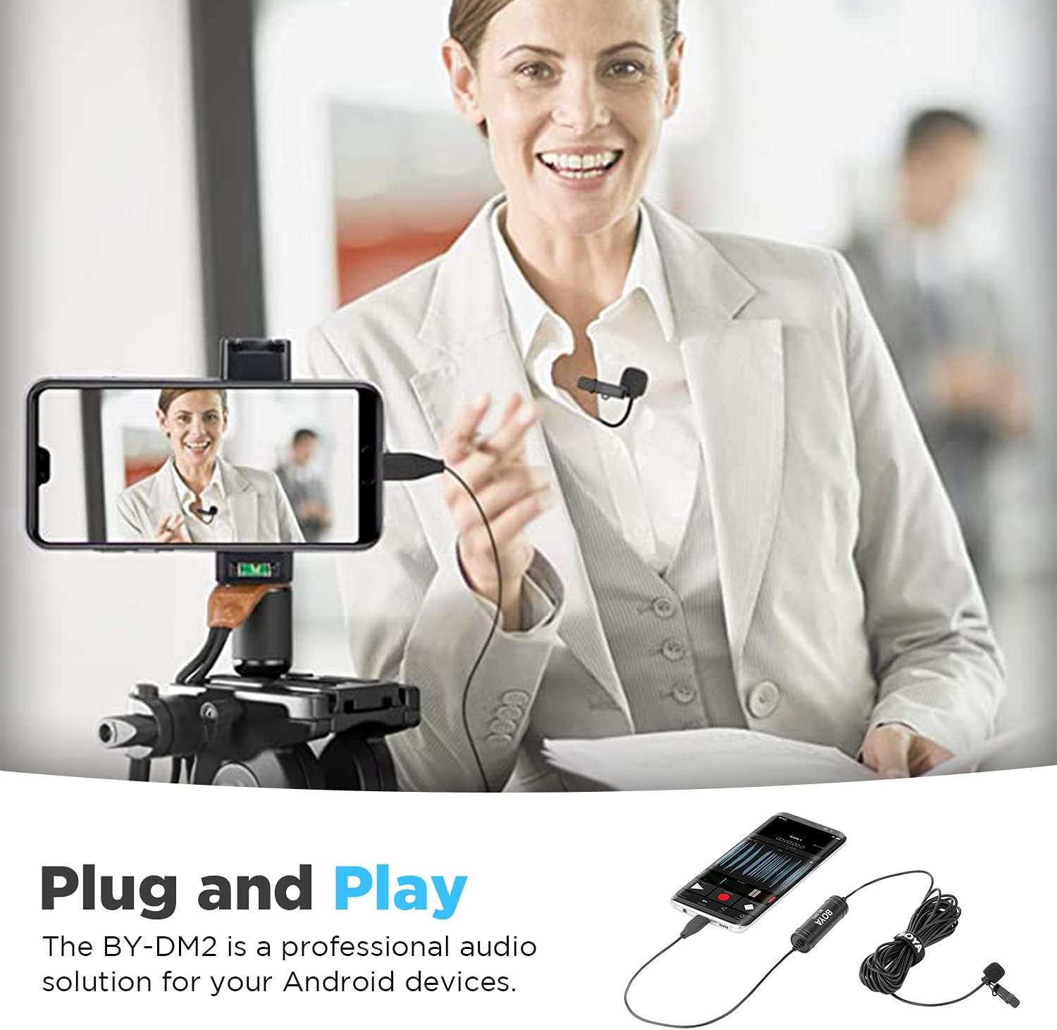 BOYA USB Type-C Omnidirectional Lavalier Microphone, Mic for Android iOS USB Device Video Recording YouTube/Interview/Video Conference/Podcast Broadcast