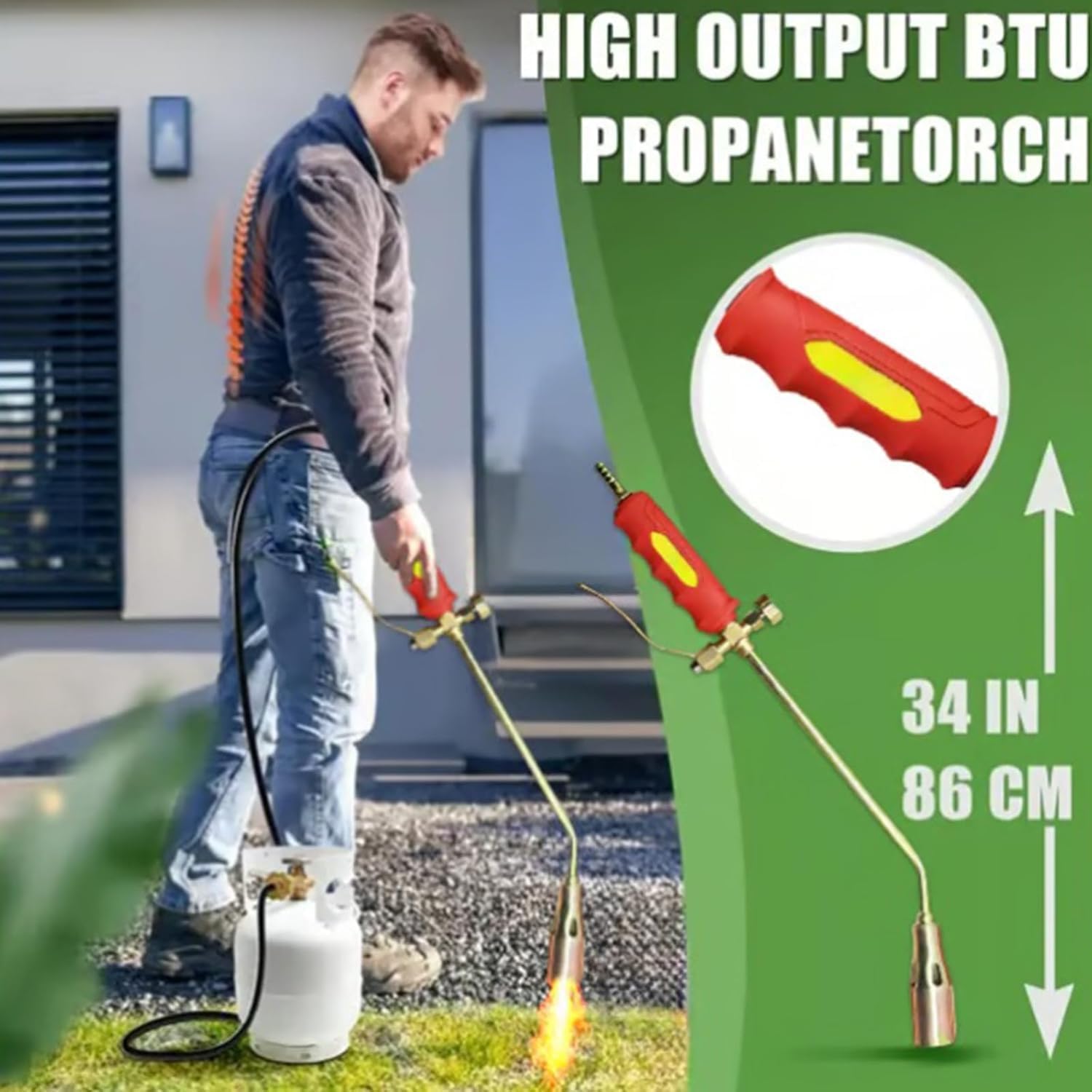 Protectivemethod Torch, New Propane Torch Weed Burner Kit, Multifunctional Torchs Kit for Yard Weed Control and Welding Baking, for Weeding, Roof Asphalt, Ice Snow (1.2m,50)