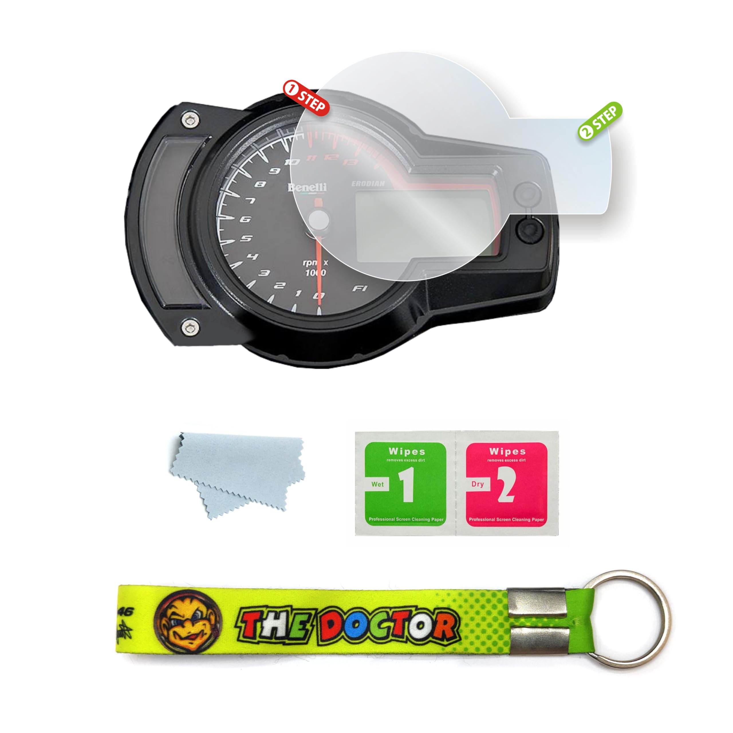 ERODIAN Meter Display Screen Protector, Meter Guard for Benelli 600i Bikes | Scratch Resistant | Water Resistant | HD Clear Vision (1-Free Random 6 inch Keychain)