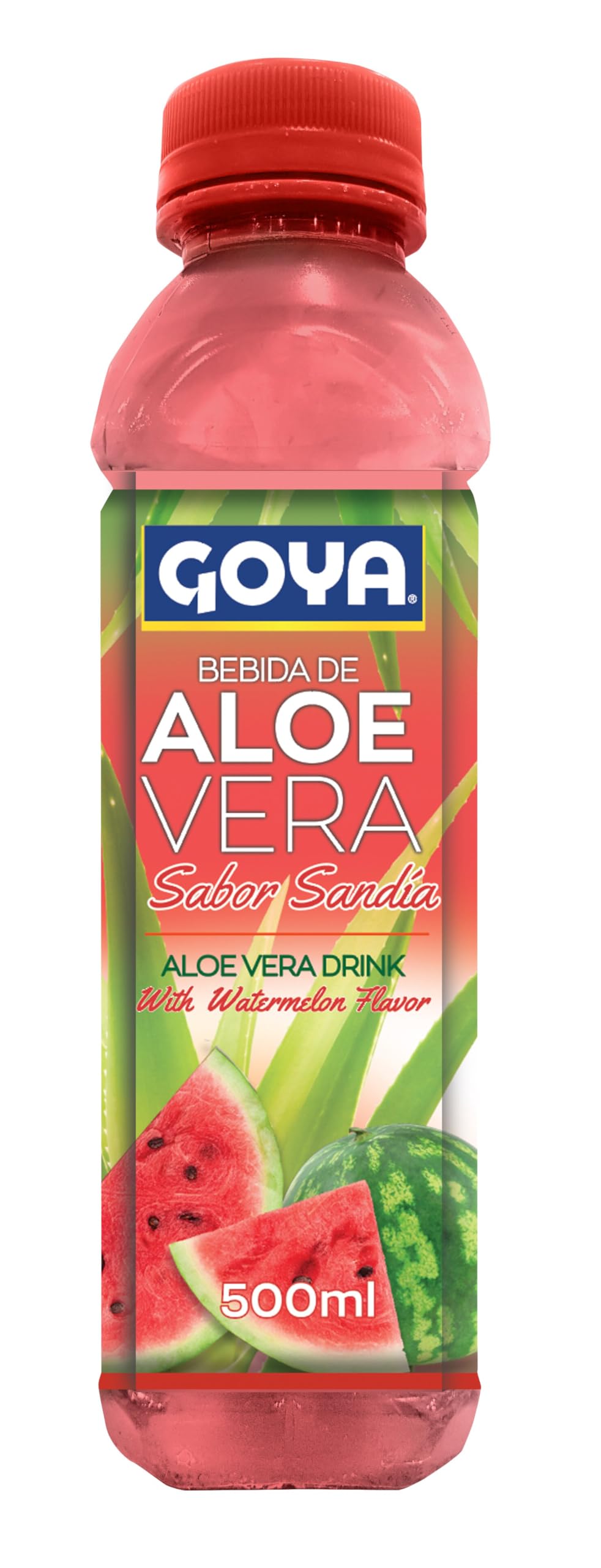 Goya Bebida Aloe Vera Sandia 5x500 ml, Contiene 30% de Aloe Vera Puro para Beber, Ideal para un Estilo de Vida Saludable