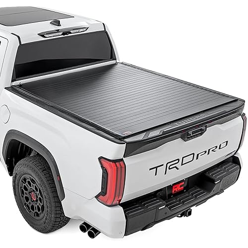 Rough Country Hard Roll-Up Tonneau Cover for Toyota Tundra (2022-2025) - Aluminum Truck Bed Cover, Fits 5'7 Bed