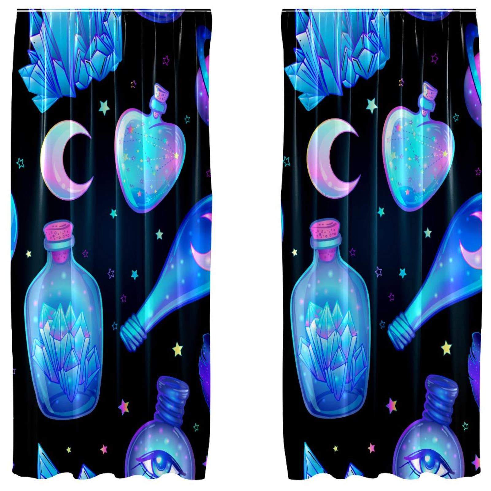 Rideaux occultants violets en microfibre 140x213cm motif bouteilles