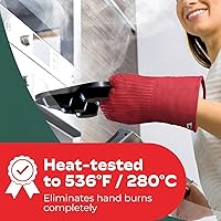 Vista 2 de Big Red House - Guantes de horno resistentes al calor - Juego de 2 guantes de cocina de silicona, rojo