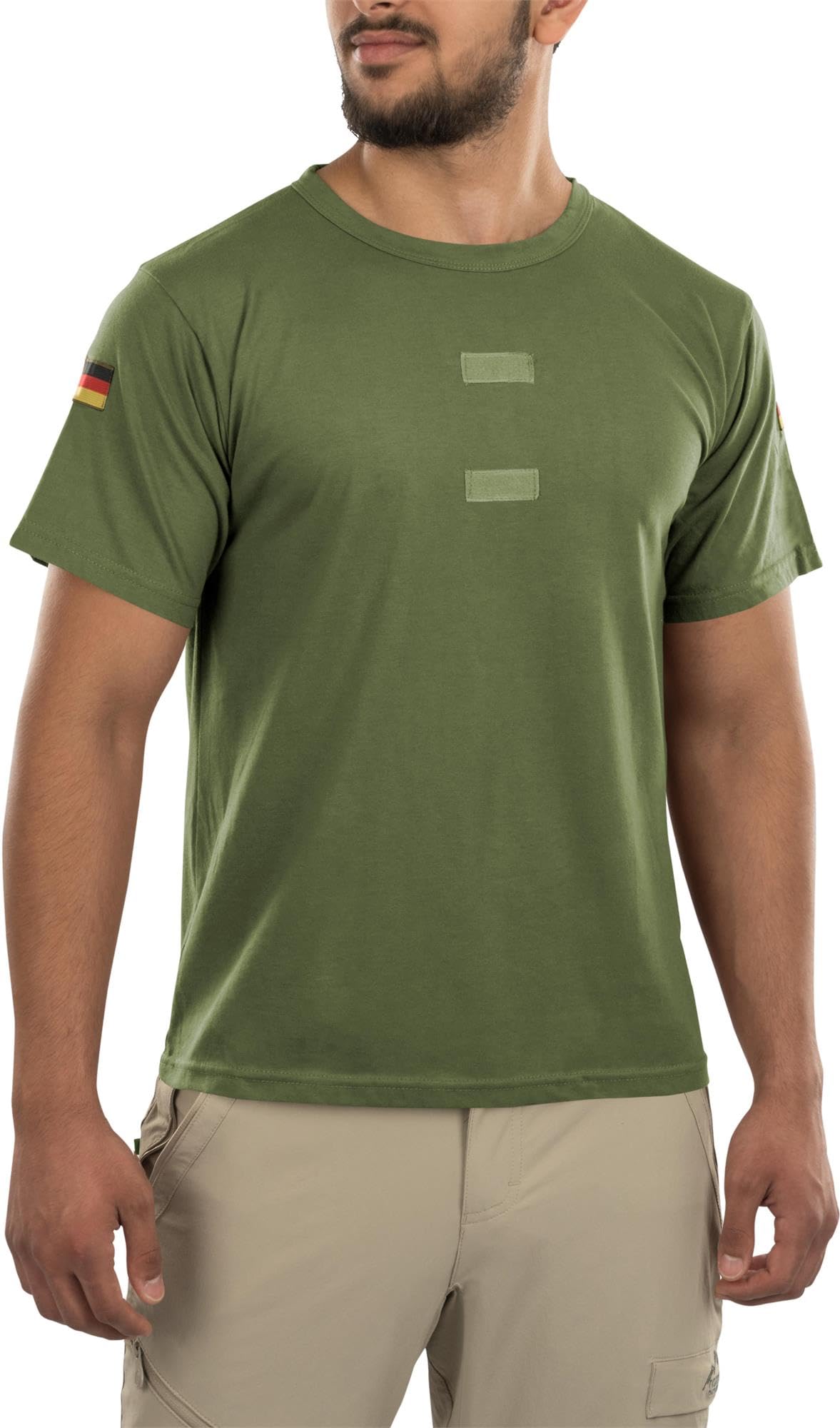 Bundeswehr Tropen T-Shirt mit Deutschlandfahnen und Klettstreifen