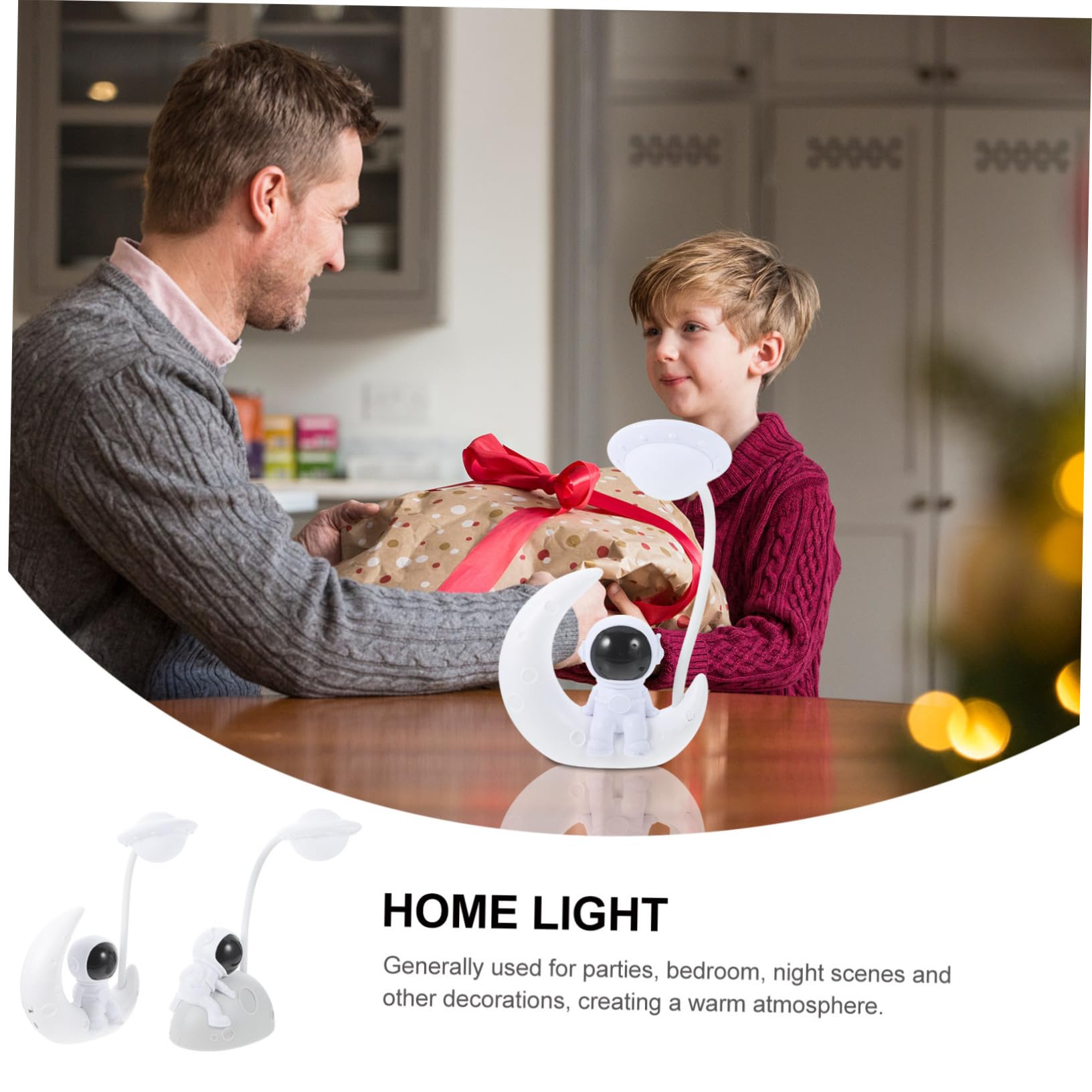 Juego de 2 Lámparas LED Astronauta Luz Nocturna USB para Dormitorio, Plástico Blanco Superficie Suave y Diseño Elegante para Decoración Infantil
