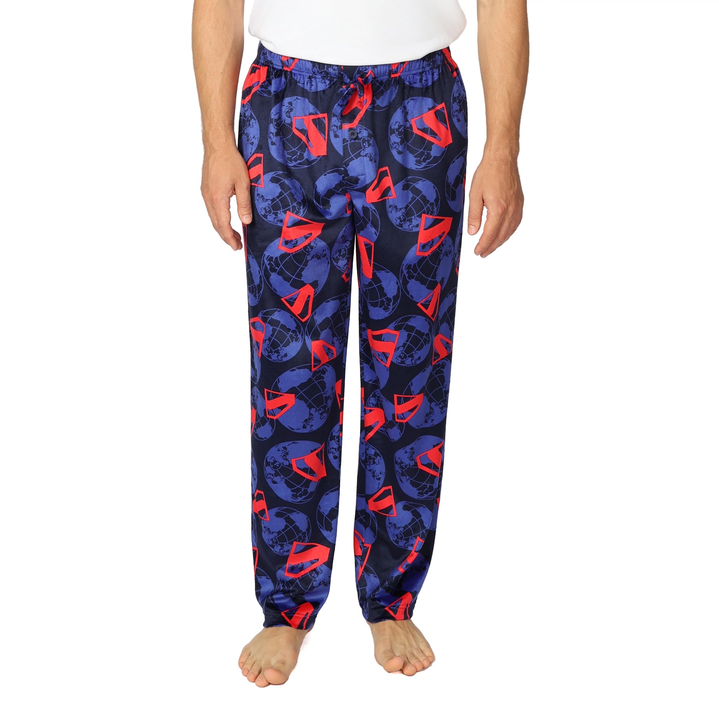 Superman mens Pajama Pants, Lounge Bottoms With Drawstring, Ultra-soft & Comfortable, Supermans World, L