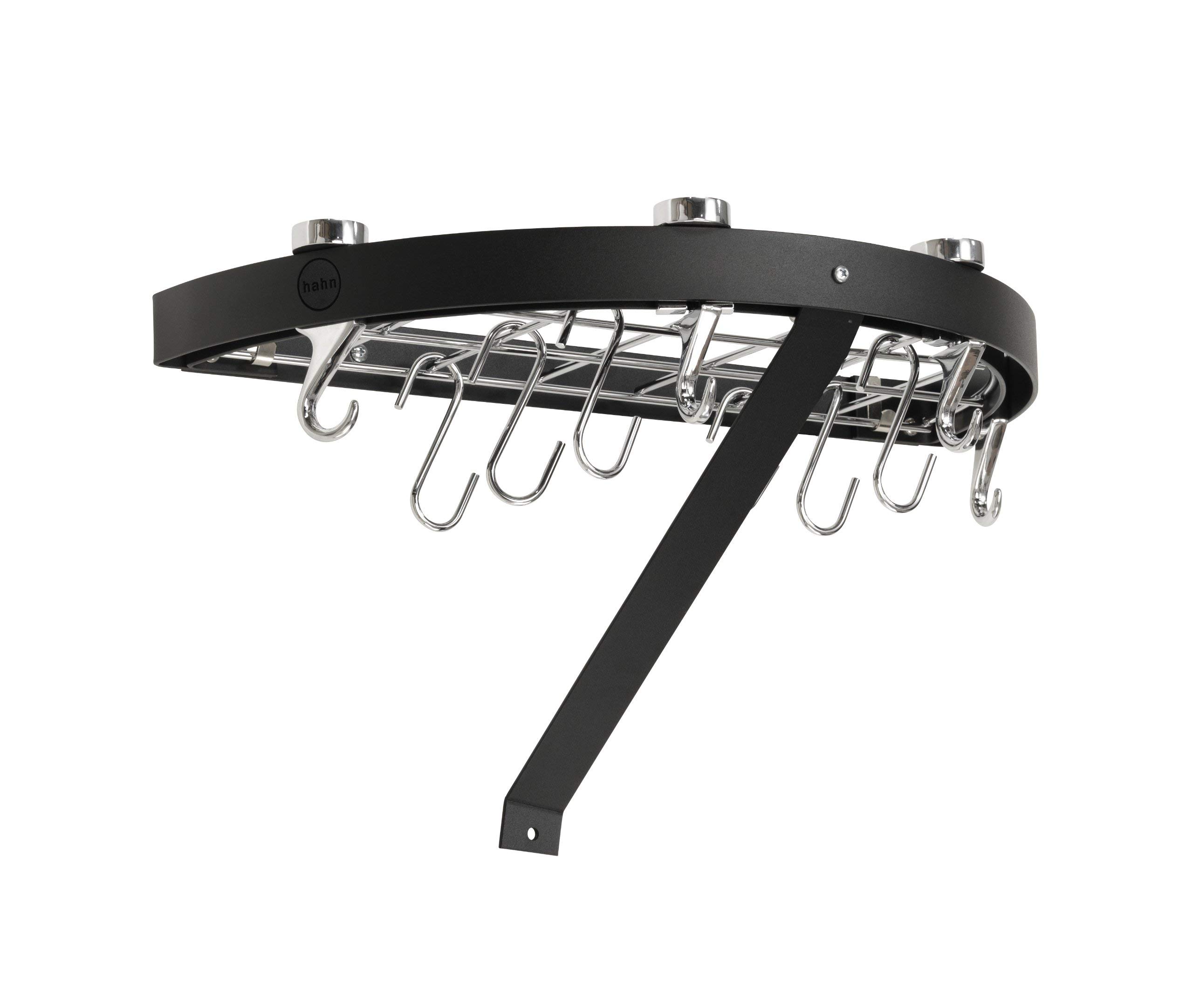 Hahn Black Steel Half Round Wall Rack, Black