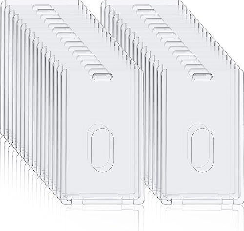 Chinco 30 portatarjetas de plástico duro, vertical, transparente, acrílico, resistente, impermeable, soporte para tarjetas de identificación,