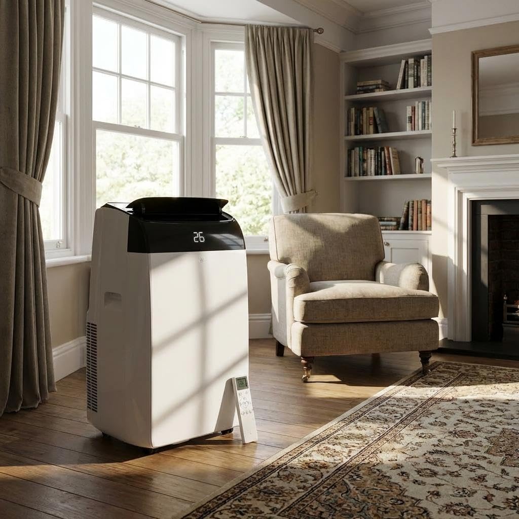 Garveemore White 10000 Btu Portable Air Conditioner, 3-In-1 Mobile Air Conditioner, Premium A+ Energy Rating, Cools 42M², Dehumidifier, Eco Freestanding Air Con Unit, Window Kit & Remote