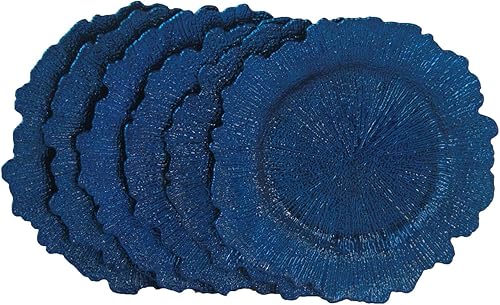 Miniatura 4 de WELMATCH Platos de carga de plástico azul  12 piezas de 13 pulgadas redondas de esponja floral para decoración de bodas y fiestas (azul, 12)