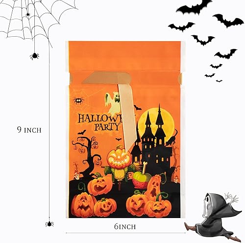 Miniatura 3 de 60 bolsas de Halloween con cordón para golosinas, bolsa de golosinas de Halloween para dulce o truco, bolsas de dulces de Halloween, suministros de