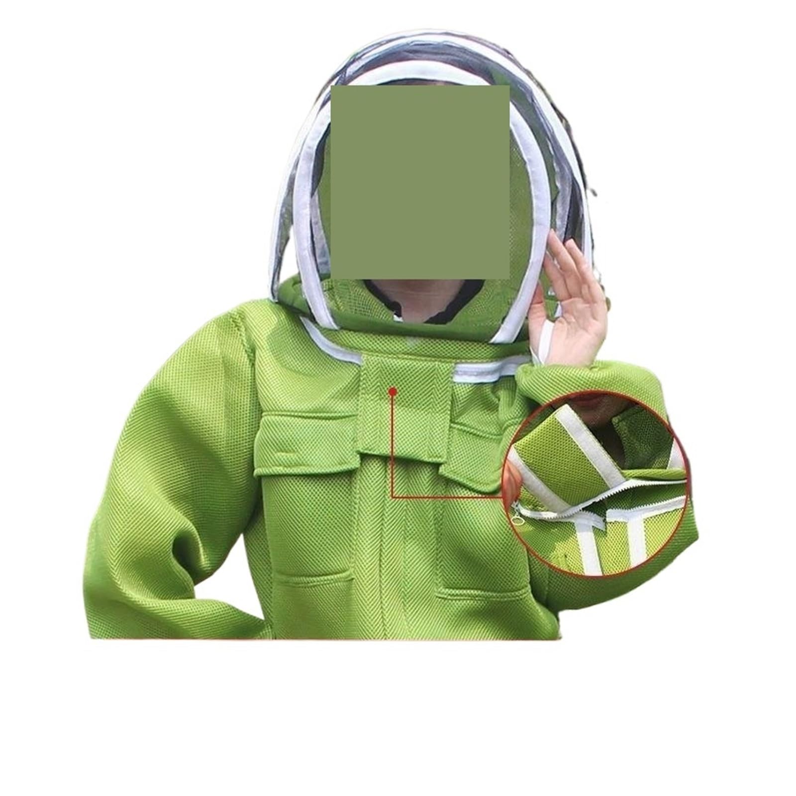 Traje de apicultor, Traje grueso de algodón verde a prueba de abejas, traje espacial de una pieza, traje protector de abejas for cultura(XL)