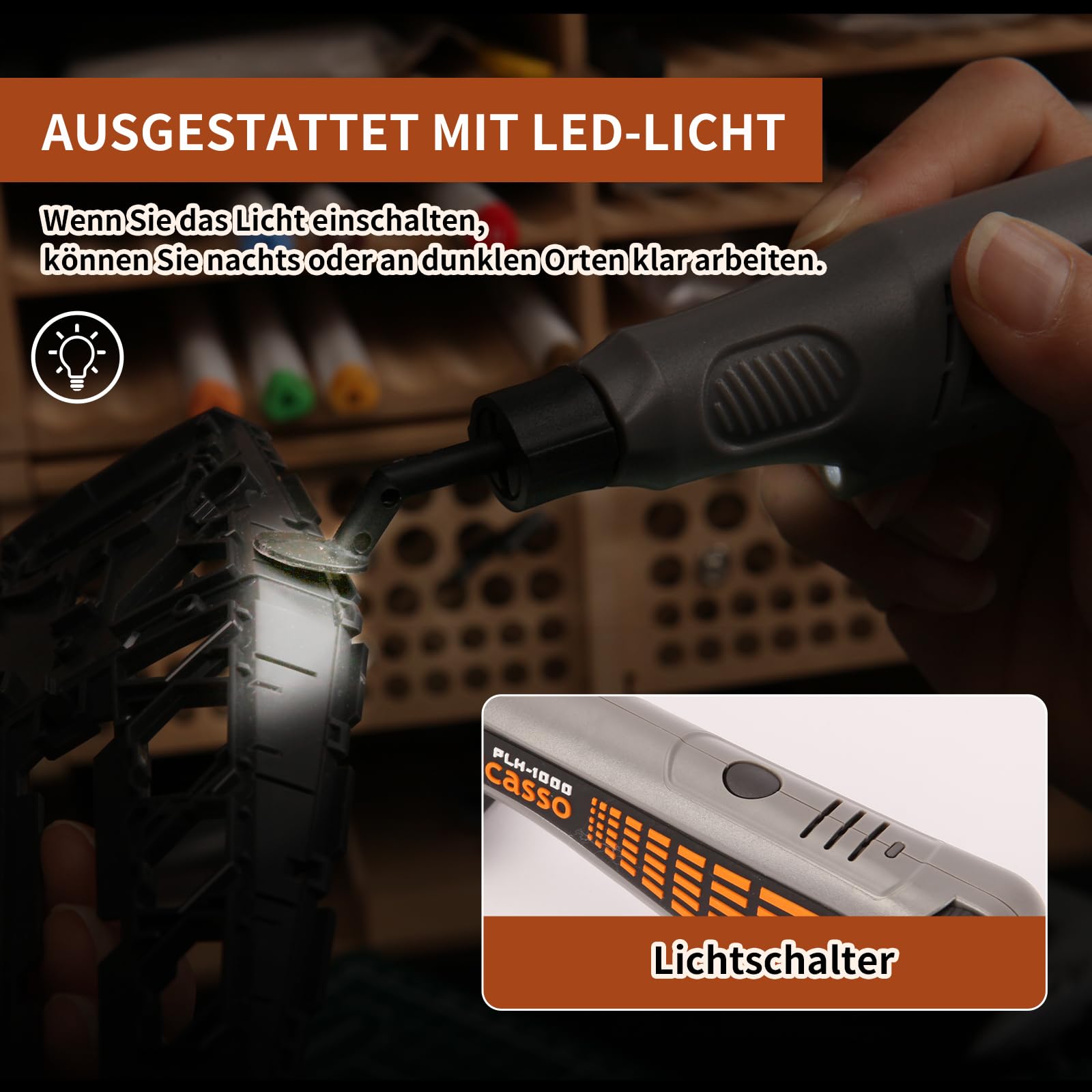 Schnurloser Stiftschleifer, variable Geschwindigkeit, Mehrzweck-Elektrowerkzeug zum Schleifen, Polieren, Finishing, DIY-Handwerk (GRAU)
