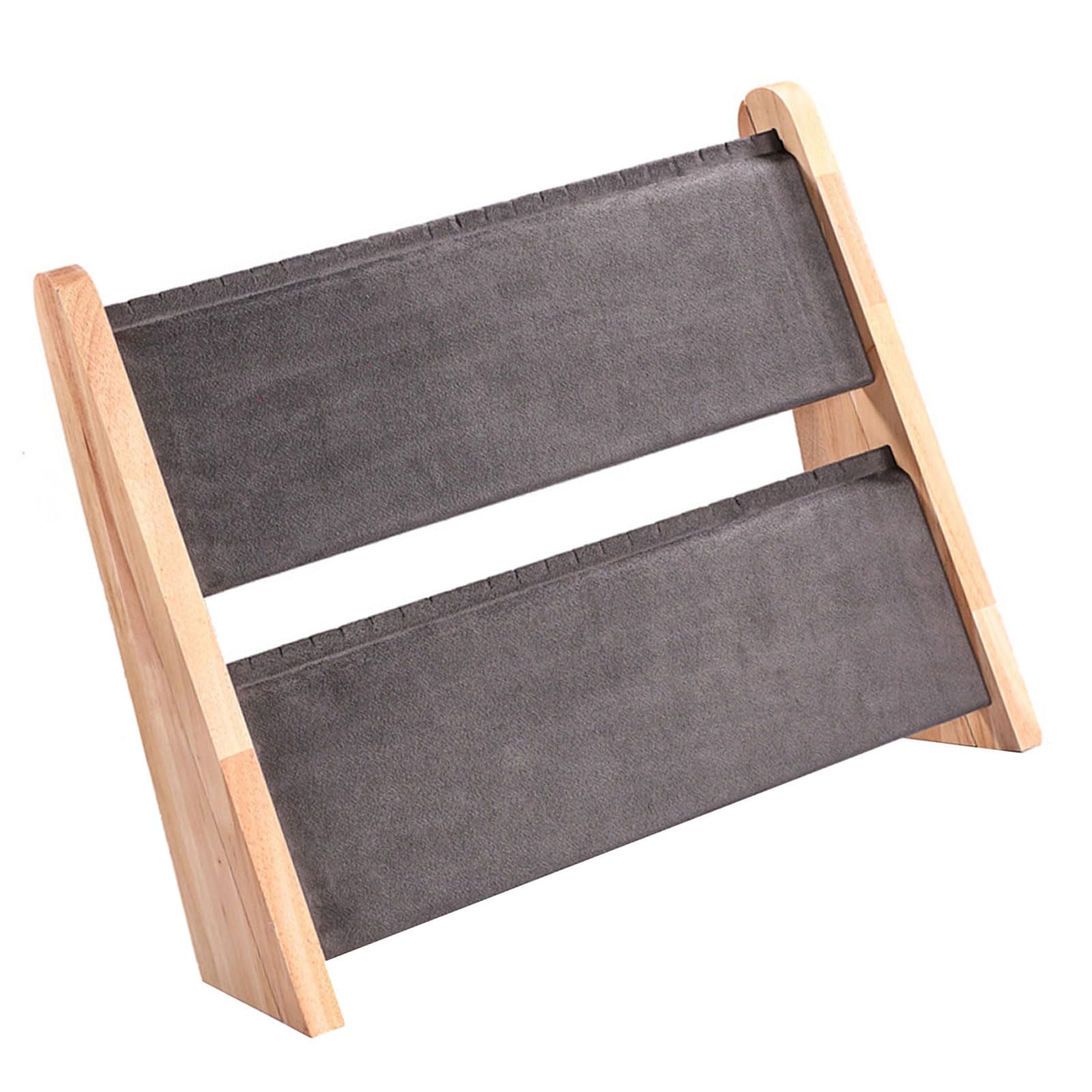 Yrohgkpn Gray Practical Sturdy Wood Necklace Holder Vertical Jewelry Storage Rack For Artistics Craft Supplies Double Tiers Jewelry Rack