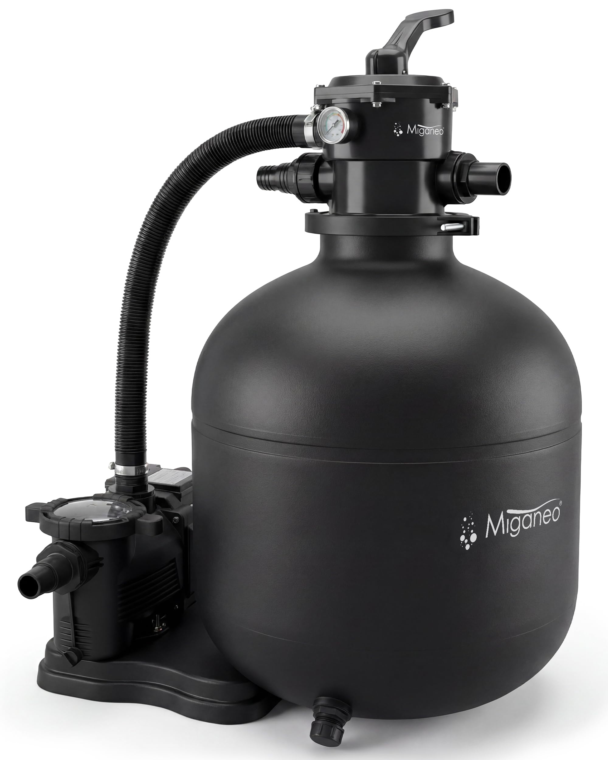 Miganeo Sistema di filtraggio a sabbia Dynamic 12000 Eco Pro, nero, 11.000 l/h, caldaia da 485 mm, autoaspirante