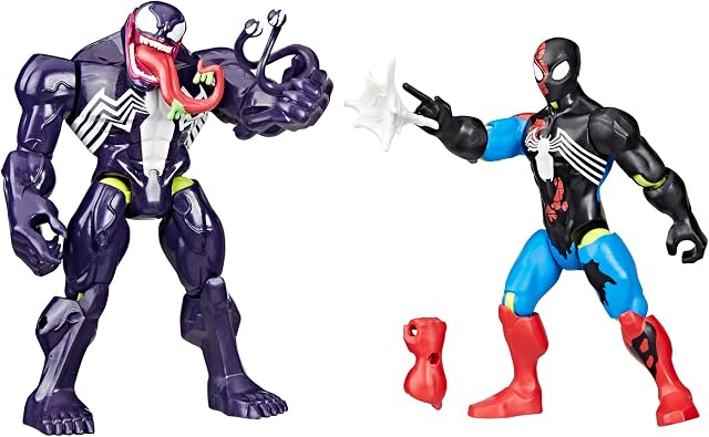 MixMashers Marvel Venom vs. Venomized Spider-Man, Custom Action Figure & Accessories 2-Pack, 5-Inch-Scale (12 cm) Super Hero Toys for Kids Ages 4+